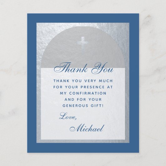 Boy Confirmation Blue Silver Budget Danke Karte (Vorderseite)