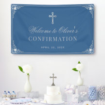 Boy Confirmation Classic Blue Vintag Imitate Silve