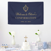 Boy Confirmation Elegant Navy Blue Imitats Gold Wa Banner