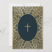 Boy Confirmation Gold Blätter kreuzen Elegant Blue Einladung (Rückseite)