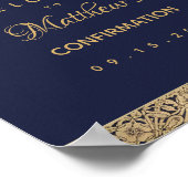 Boy Confirmation Navy Blue Gold Rose Willkommen Poster (Ecke)