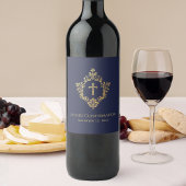 Boy Confirmation Navy Blue Imitate Gold Wappen Vin Weinetikett