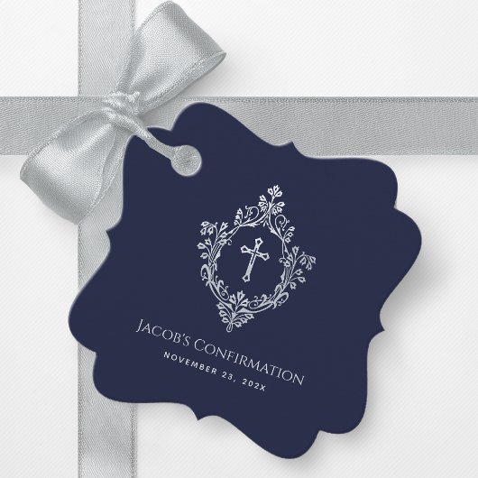 Boy Confirmation Wappen Navy Blue Vintag Elegant Geschenkanhänger