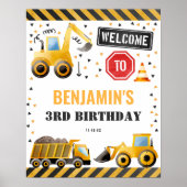 Boy Construction Birthday Party Begrüßungszeichen Poster (Vorne)