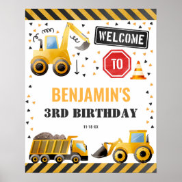Boy Construction Birthday Party Begrüßungszeichen Poster