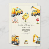 Boy Construction Birthday Party Einladung (Vorne/Hinten)