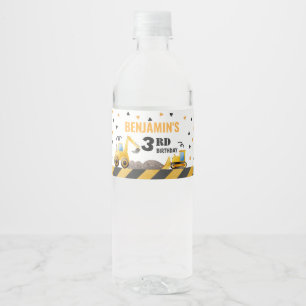 Boy Construction Party Water Bottle Labels Wasserflaschenetikett