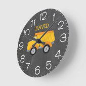 Boy Construction Personalisiert Yellow Dump Truck Runde Wanduhr (Winkel)
