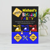 Boy Construction Truck Birthday Einladung (Stehend Vorderseite)
