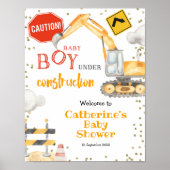 Boy Construction Yellow Truck Begrüßungszeichen Poster (Vorne)