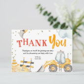 Boy Construction Yellow Truck Vielen Dank Karte (Stehend Vorderseite)