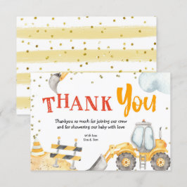 Boy Construction Yellow Truck Vielen Dank Karte