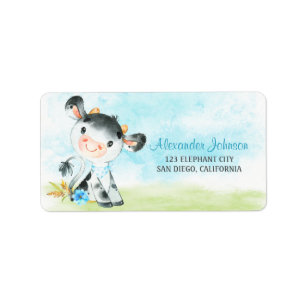 Boy Cow Bute Safari Jungle Animals Boy Adressaufkleber