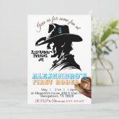 Boy Cowboy zum Geburtstag Einladung, Editierbar me Einladung (Stehend Vorderseite)