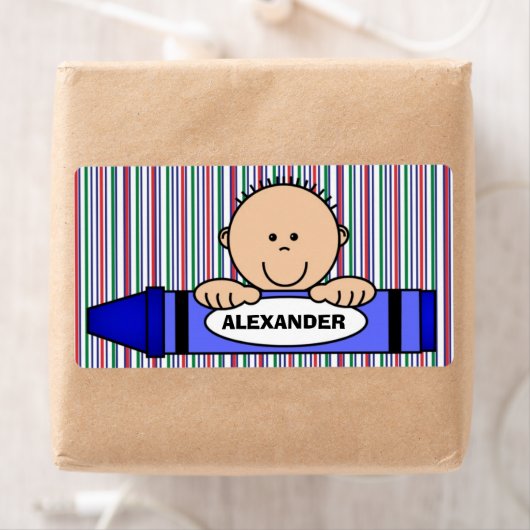 Boy Crayon School Supply Label (Insitu)
