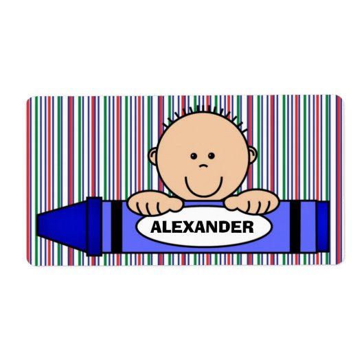 Boy Crayon School Supply Label (Vorne)