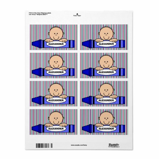 Boy Crayon School Supply Label (Vorne)