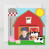 Boy Custom Foto Farm Geburtstag Einladungen (Vorderseite)