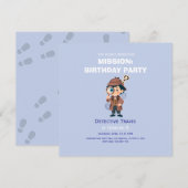 Boy Cute Detective Birthday Invitation (Vorne/Hinten)