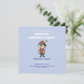 Boy Cute Detective Birthday Invitation (Stehend Vorderseite)