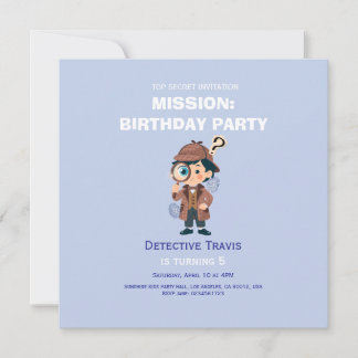 Boy Cute Detective Birthday Invitation