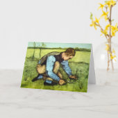 Boy Cutting Grass with Sickle von Vincent van Gogh Karte (Gelbe Blume)