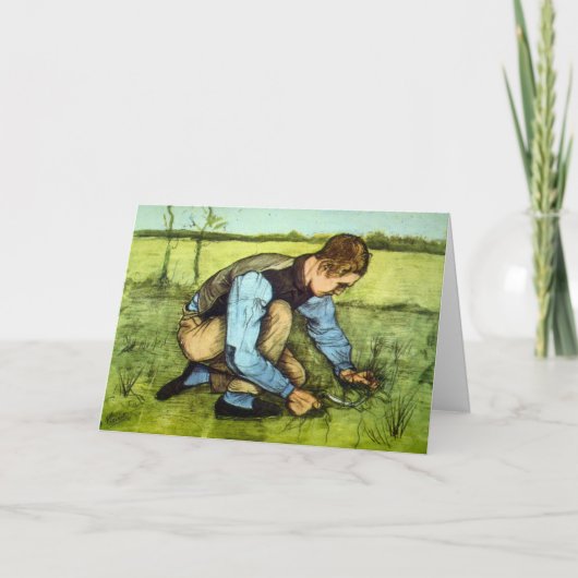 Boy Cutting Grass with Sickle von Vincent van Gogh Karte (Vorderseite)