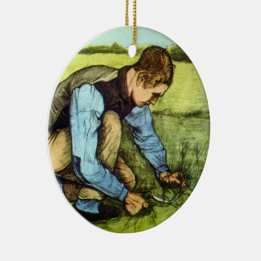Boy Cutting Grass with Sickle von Vincent van Gogh Keramikornament (Rechts)