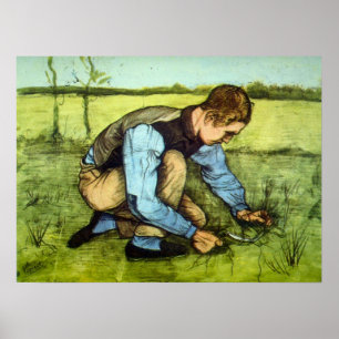 Boy Cutting Grass with Sickle von Vincent van Gogh Poster