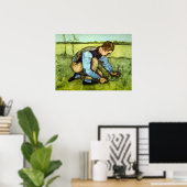 Boy Cutting Grass with Sickle von Vincent van Gogh Poster (Heimbüro)
