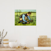Boy Cutting Grass with Sickle von Vincent van Gogh Poster (Küche)