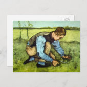 Boy Cutting Grass with Sickle von Vincent van Gogh Postkarte (Vorne/Hinten)
