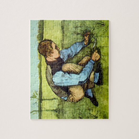 Boy Cutting Grass with Sickle von Vincent van Gogh Puzzle (Vertikal)