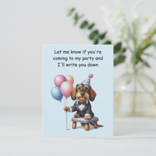 Boy Dackel Geburtstagsparty Einladung (Stehend Vorderseite)