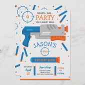 Boy Dart Gun War Birthday Party Einladung (Vorne/Hinten)