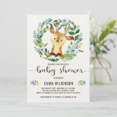 Boy Deer Baby Dusche Einladung Little Buck Wreath (Stehend Vorderseite)