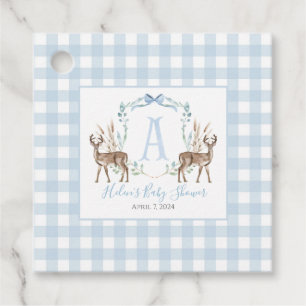 Boy Deer Blue Gingham Favor Tags Geschenkanhänger
