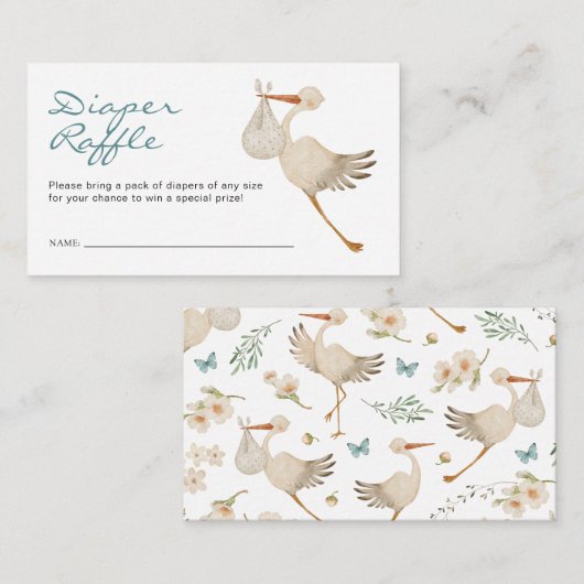 Boy Diaper Raffle Begleitkarte (Vorne/Hinten)