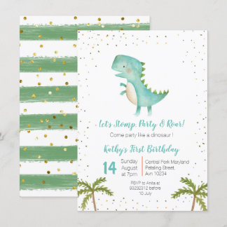 Boy Dino Trex 3. Geburtstag Einladung