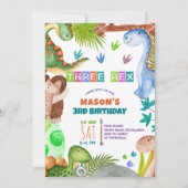 Boy Dinosaur 3rd Birthday Invitation Einladung (Vorderseite)