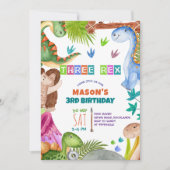 Boy Dinosaur 3rd Birthday Invitation Einladung (Vorderseite)