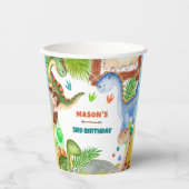Boy Dinosaur 3rd Birthday Party Pappbecher (Vorderseite)