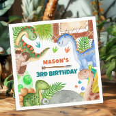 Boy Dinosaur 3rd Birthday Party Serviette