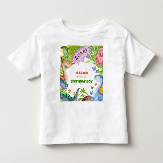 Boy Dinosaur 4th Birthday Invitation Kleinkind T-shirt (Vorderseite)