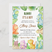 Boy Dinosaur Baby Dusche Einladung (Vorderseite)