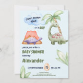 Boy Dinosaur Baby Dusche Einladung (Vorderseite)