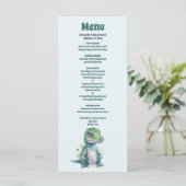 Boy Dinosaur Baby Dusche Menükarte (Stehend Vorderseite)