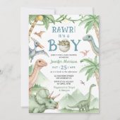 Boy Dinosaur Baby Shower Invitation  Einladung (Vorderseite)