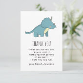 Boy Dinosaur Birthday | Niedliche Kinder Dino Tric Dankeskarte (Stehend Vorderseite)