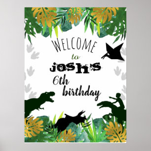 Boy Dinosaur Geburtstag Begrüßungszeichen Poster